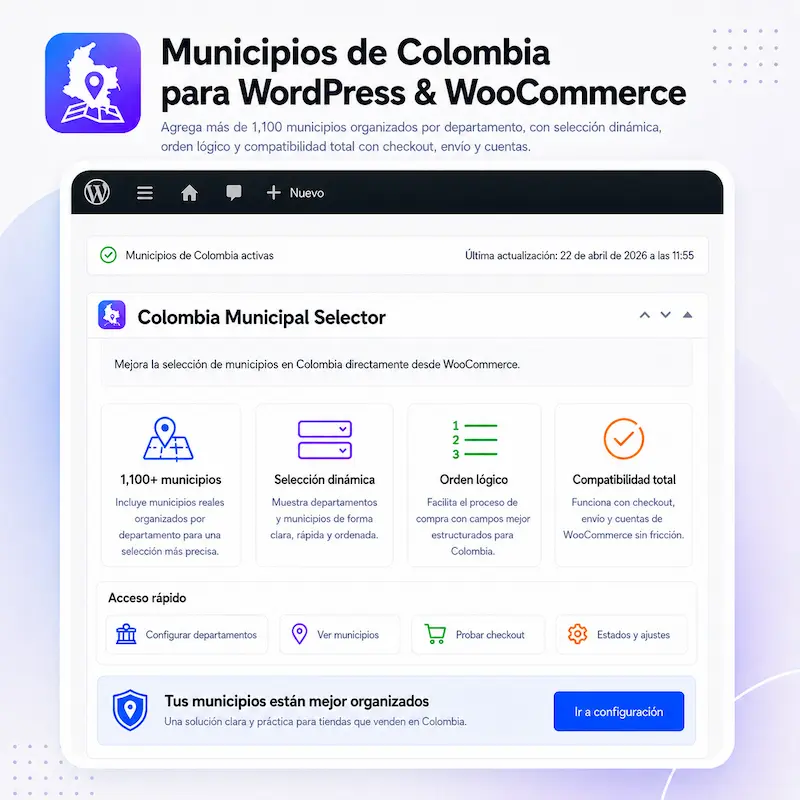 vista plugin municipios colombia woocomerce