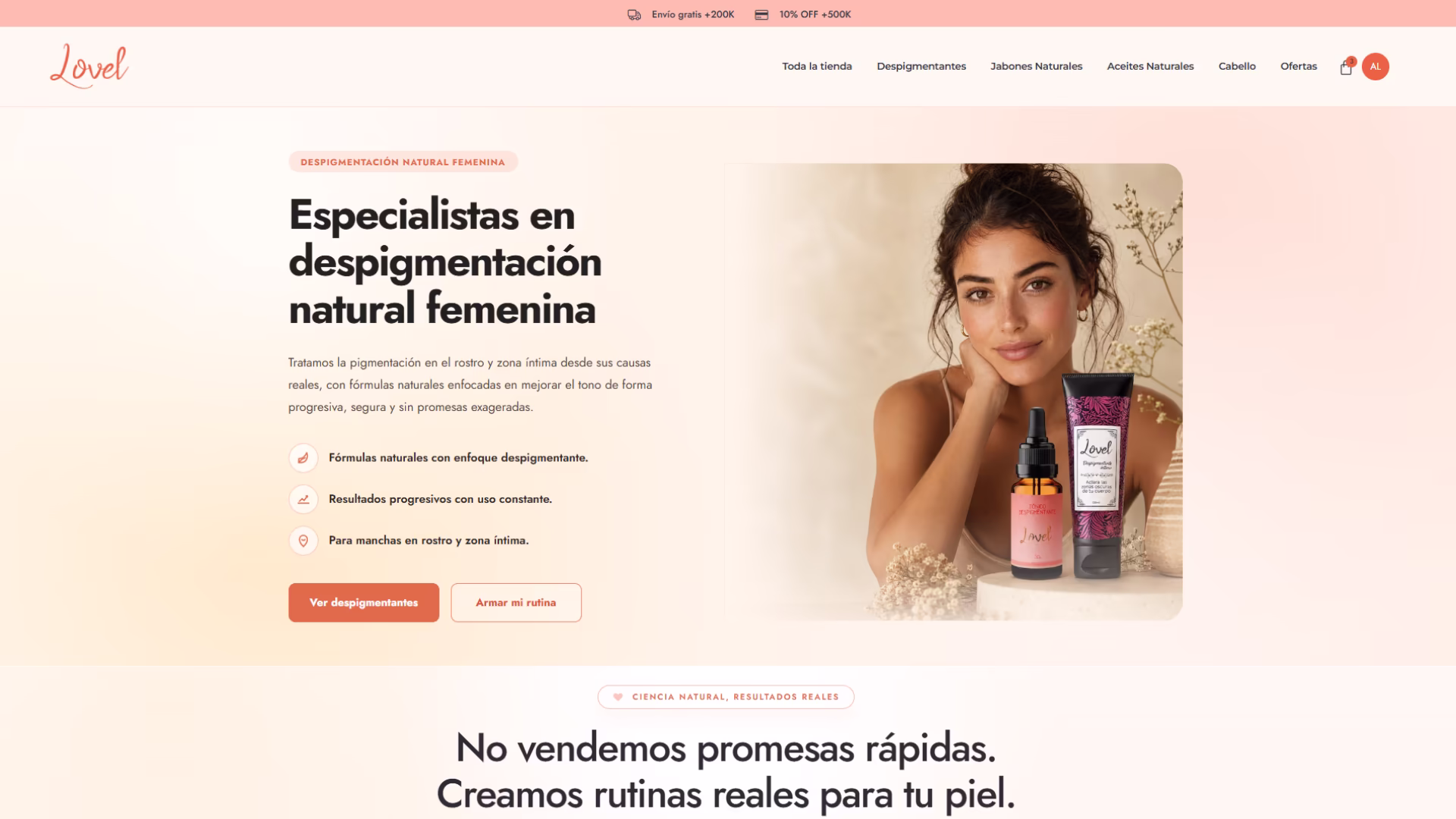 Sitio web de Lovel diseñado por Drunel