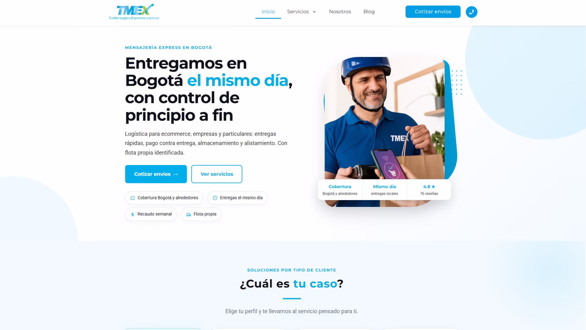 Página web de servicios de TMEX diseñada por Drunel
