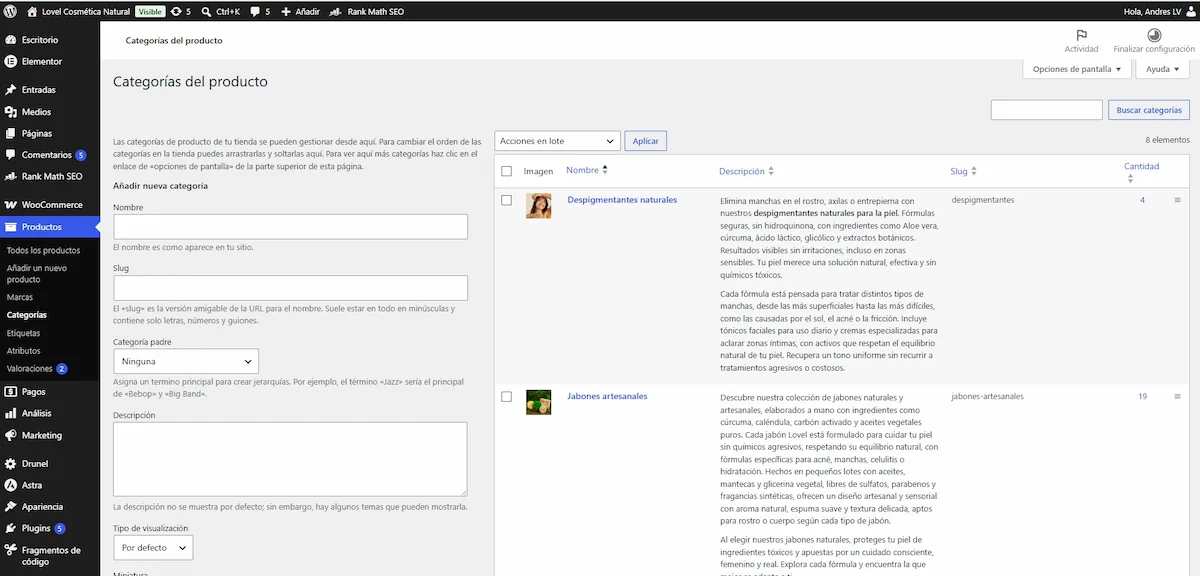 Categorias de productos en WooCommerce organizadas para mejorar navegacion y SEO